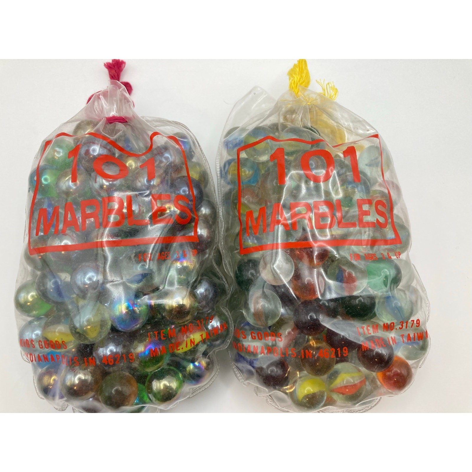 Vintage Bags of Marbles-Lot of 2 Draw String Pouches Kids Goods – Not Counted