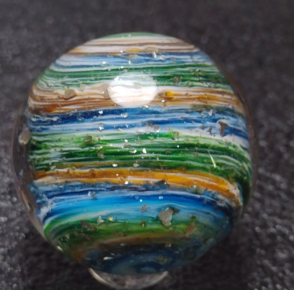 LG 1.60″ 🌈 Silver Sparkle EXPLOSION 💥 Swirl Contemporary Art Glass Marbles