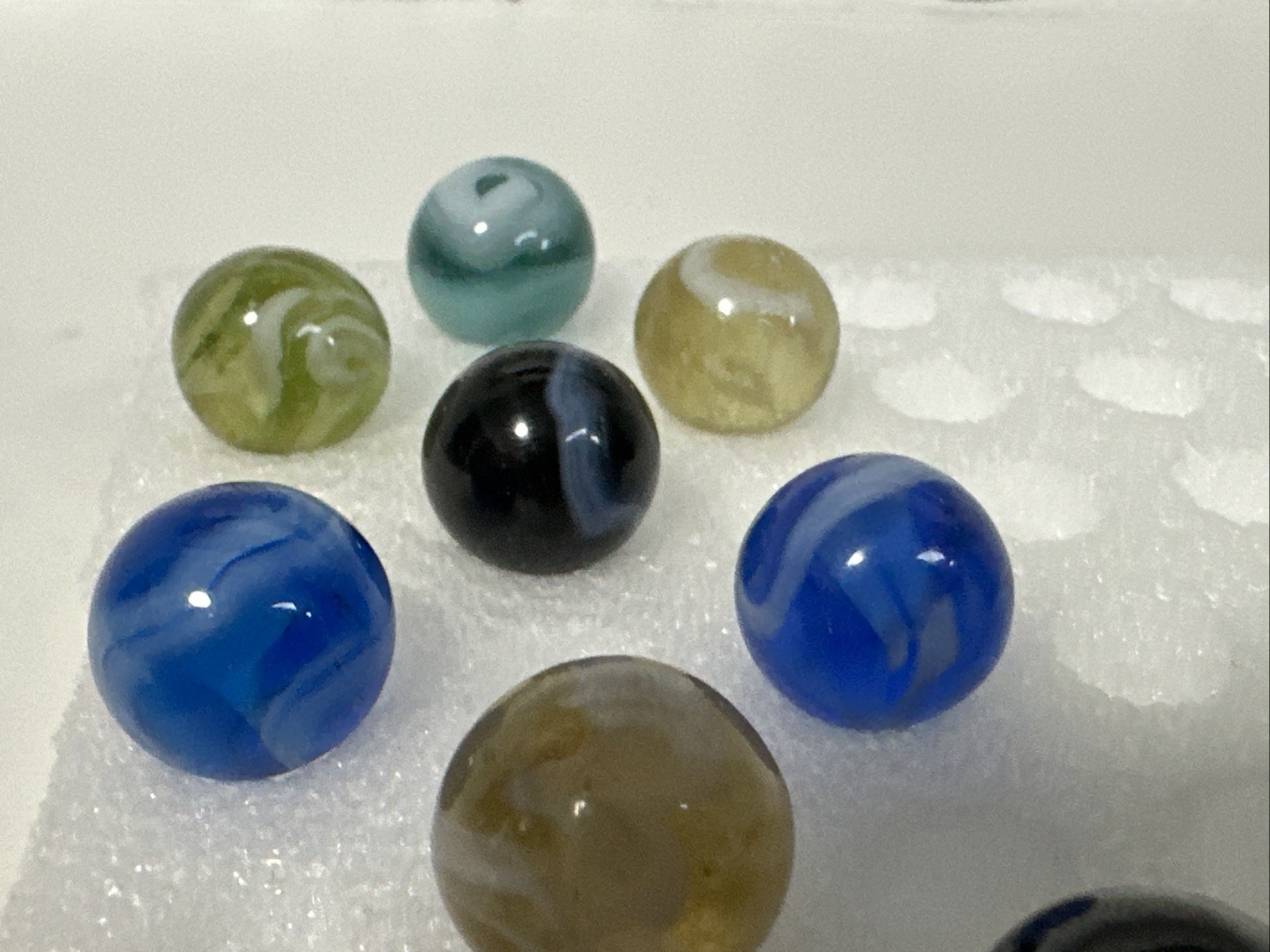 115 Lot Of 15 Vintage Alox Swirl Marbles!
