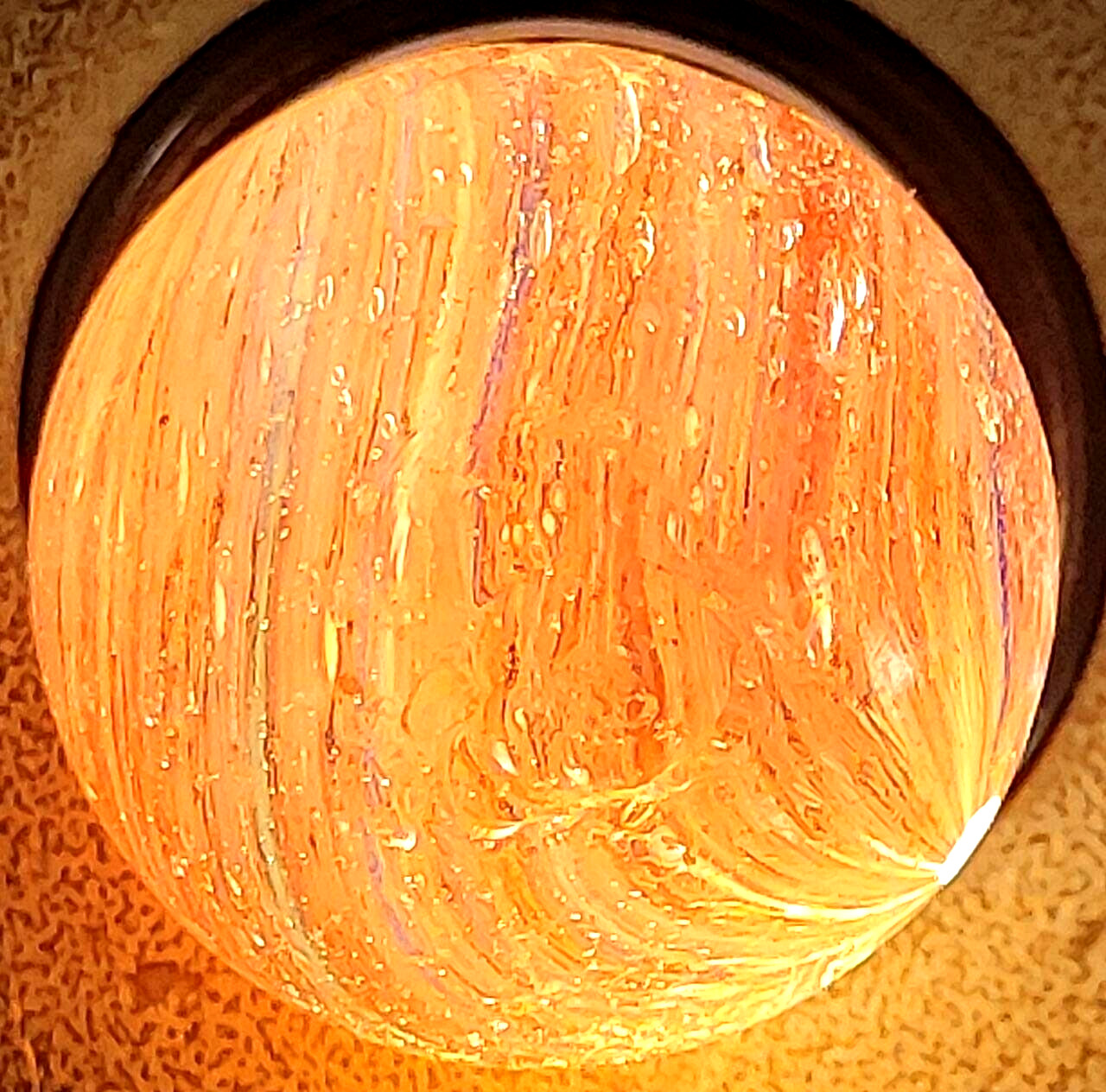 TOY MARBLE onionskin light shrunken tornado swirl ,0.96” mica pink, blue EOC