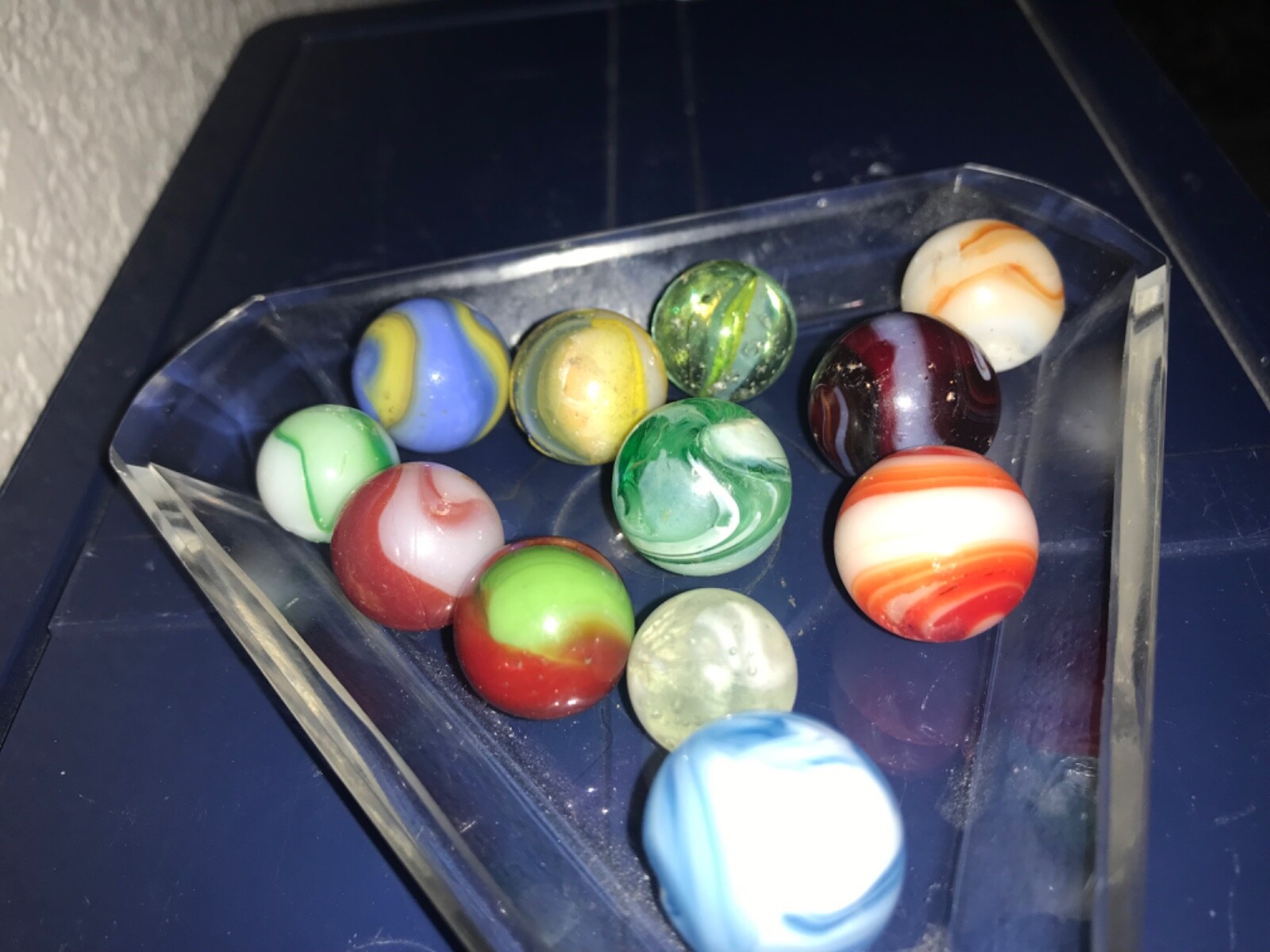 12 Antique Vintage American Machine Made Damaged Marbles
