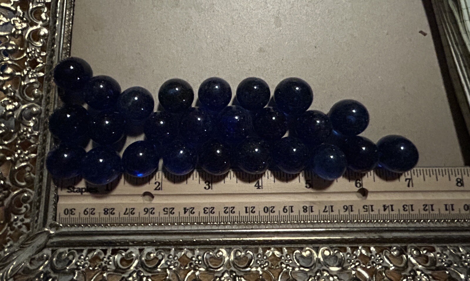 Vintage Marbles Lot Of 25 Dark Blue Glass Lot 333