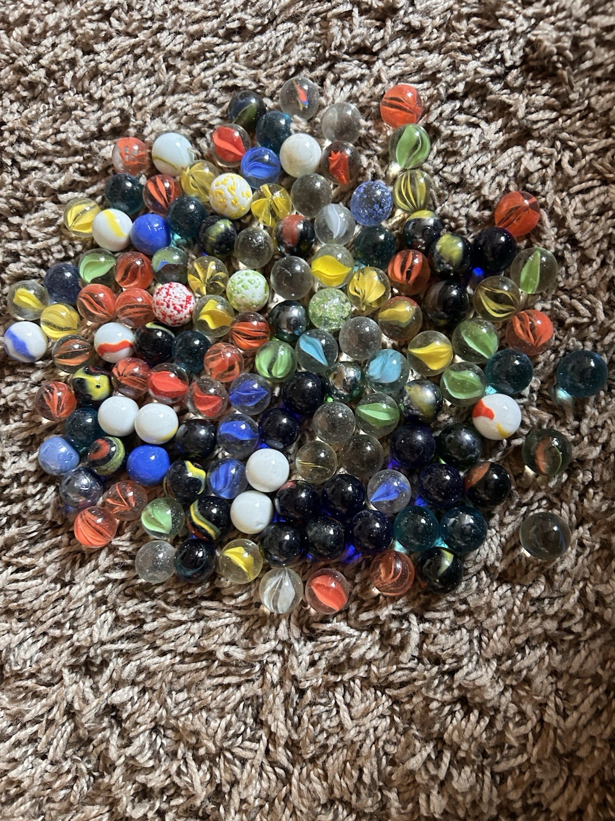 Vintage Marble Lot 180+ Collection with 55 Shooters/Boulders & 125 Regular Size