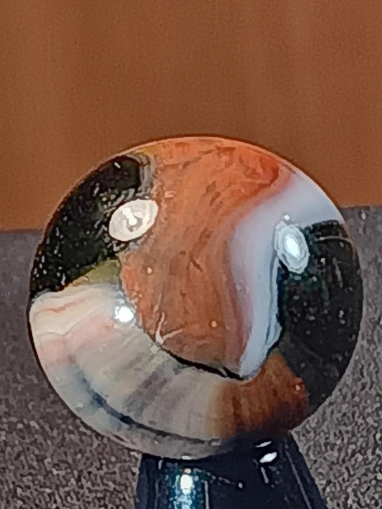 5/8″ Peltier Imperial Red to Dusty Rose Ice White Clear Rainbo NM Marble B316