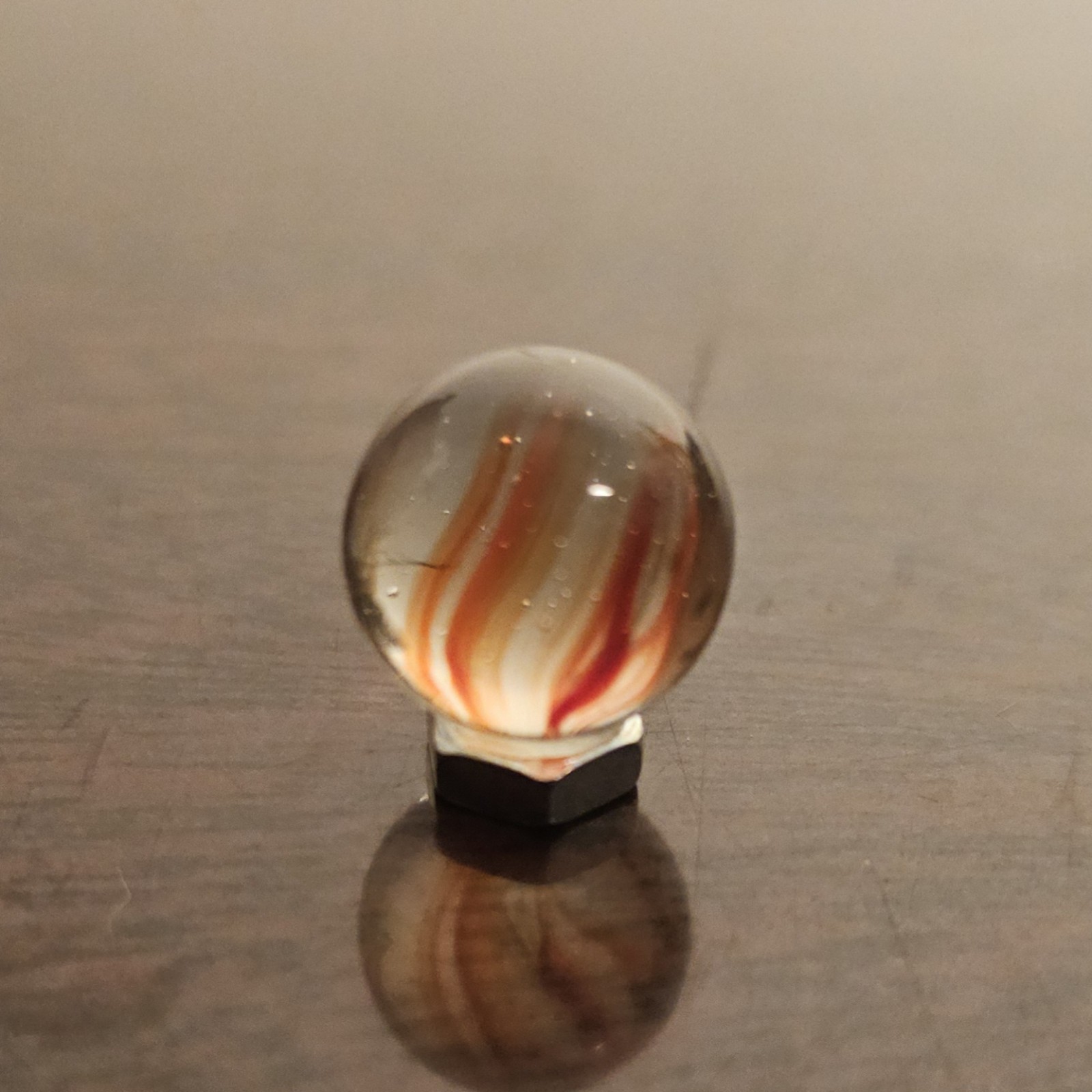 Vintage Vacor Red Spaghetti Ribbon .593″ Glass Marble
