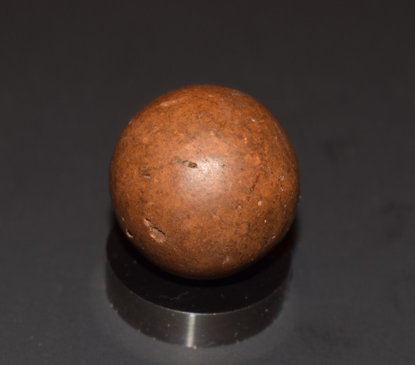 ⭐Antique Handmade🤎Brown🤎 Fired Glazed Clay Toy Marble 🦶Toe Braker Size 1.00″