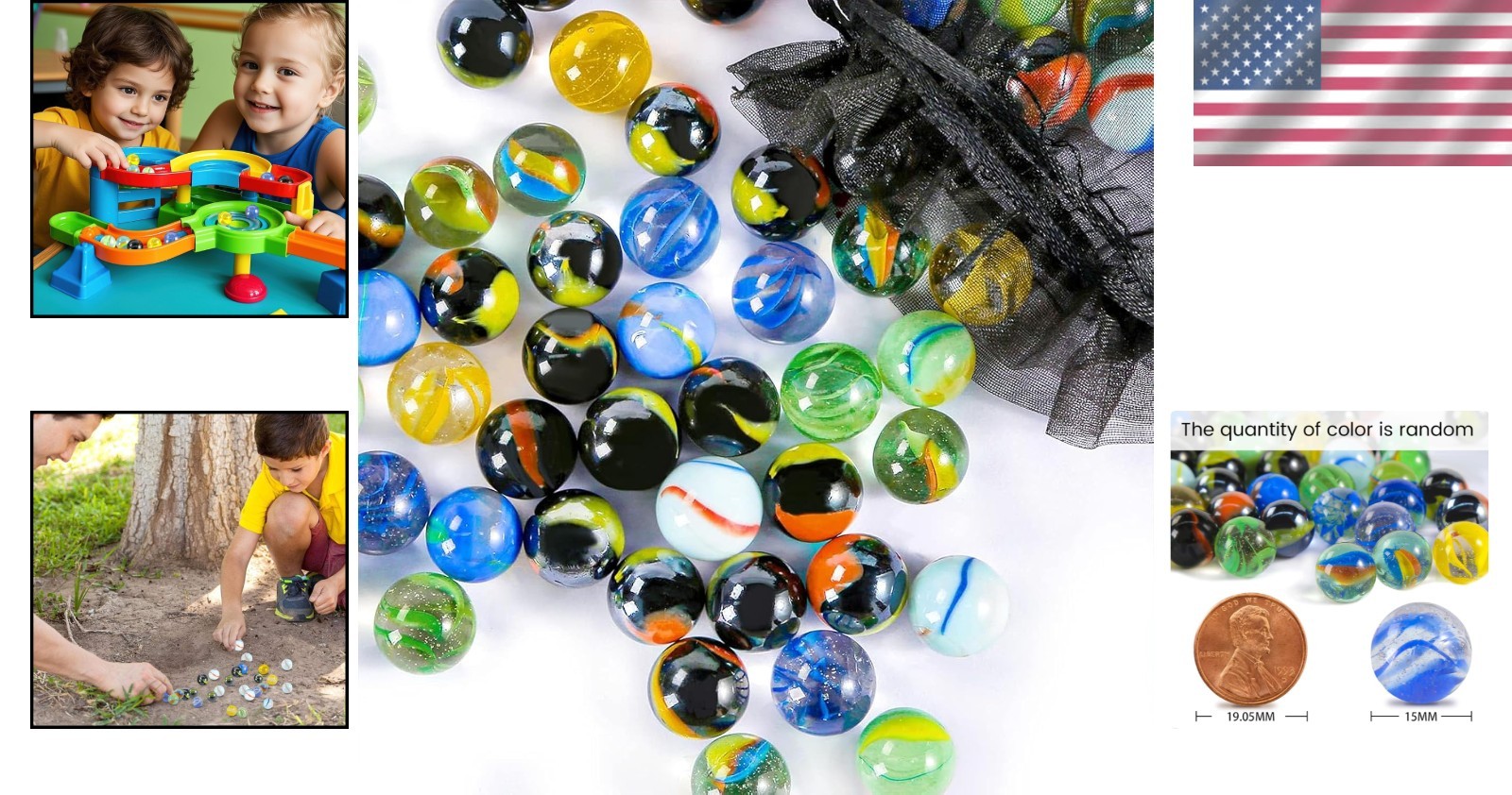 Colorful 60PC Glass Marbles, 0.6inch – Ideal for Games, Decoration & DIY Fun