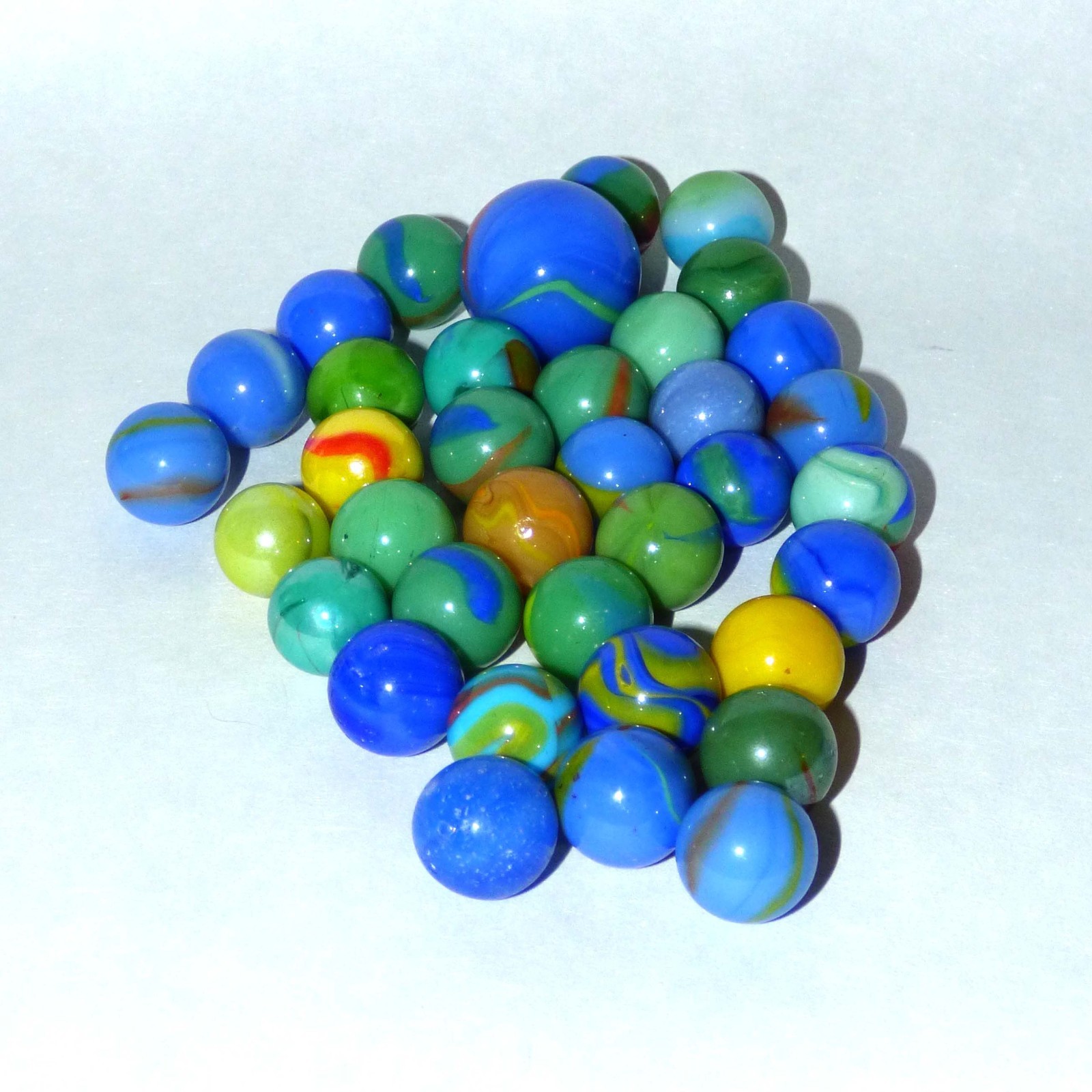 Vintage Marble Lot 36 Opaque Swirl Marbles Shooter 16mm Mixed Colors
