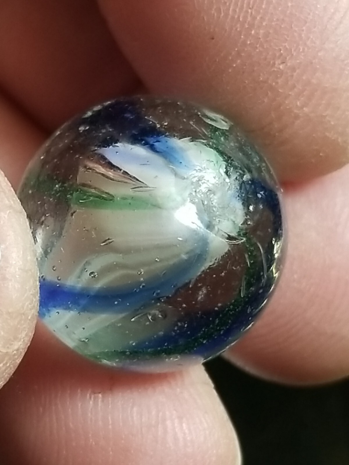 Antique Shrunken Lobed Solid Core Caged Swirl- 23/32″ Mint Condition