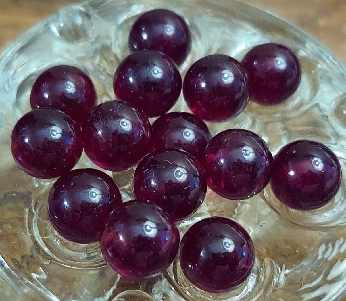 MINI Size – Cadmium Red Marbles UV Reactive Ruby Cherry Translucent Lot 15 Ghost
