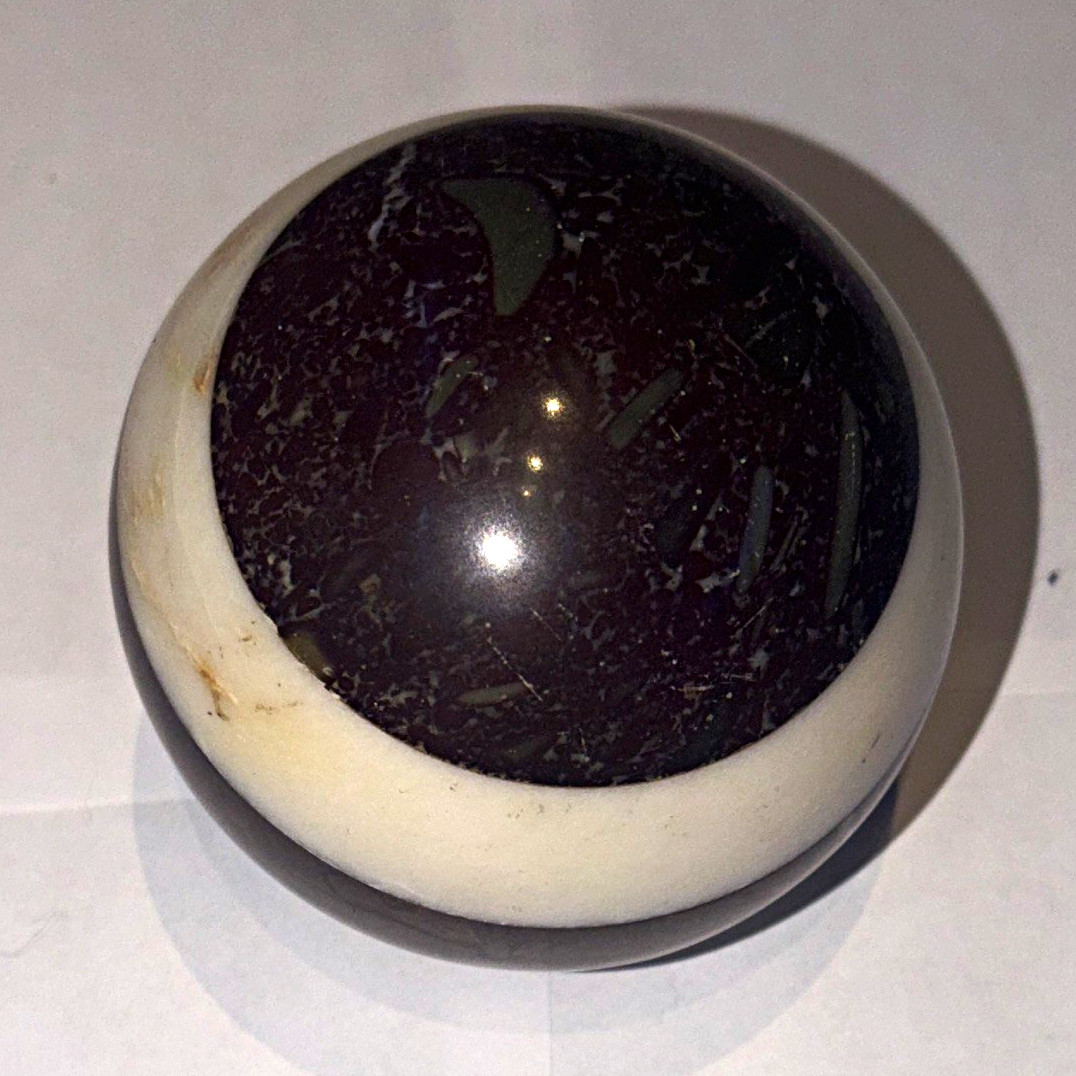 Large Black White & Brown Swirl Glass Marble Ball, Machine Made