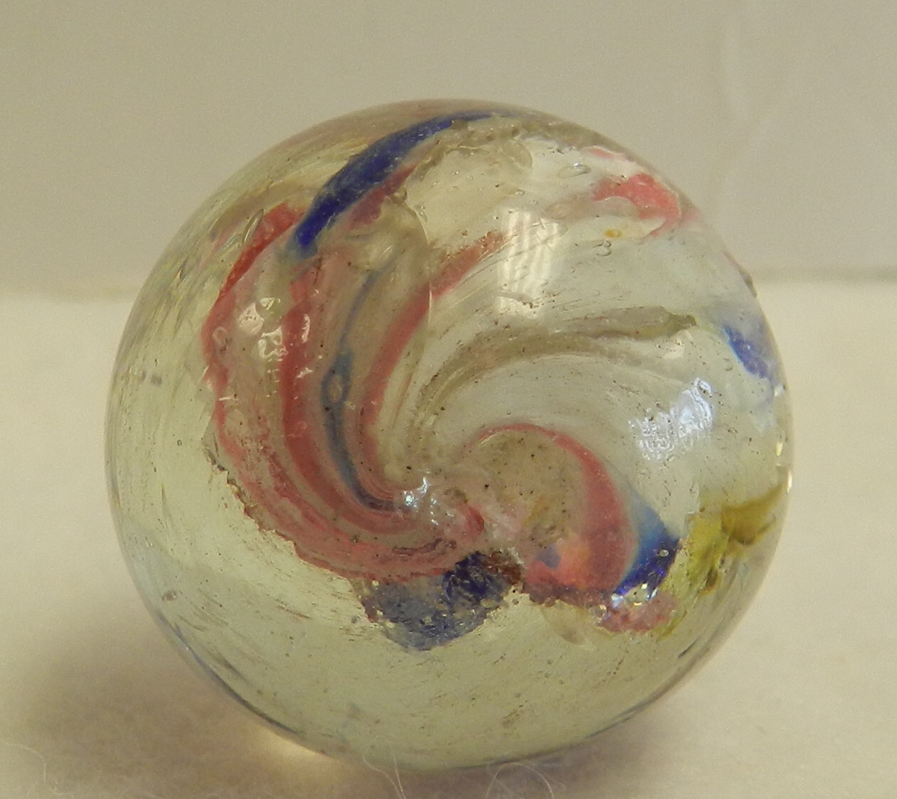 #18722m Interesting Shrunken Onionskin Vintage German Handmade Shooter Marble