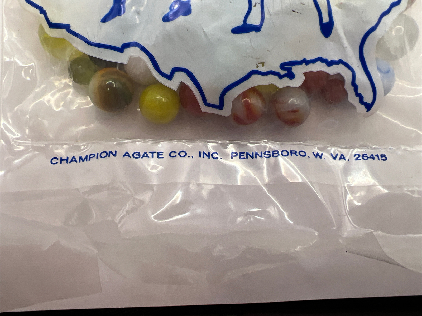 Marbles Bicentennial Collectors Pennsboro West Virginia Champion Agate Sealed T9