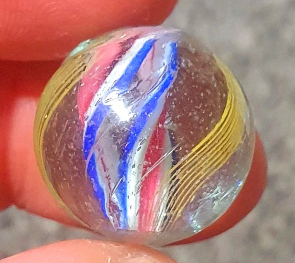 25/32″- Gorgeous Shooter Peppermint Double Ribbon German Handmade Marbles MINT