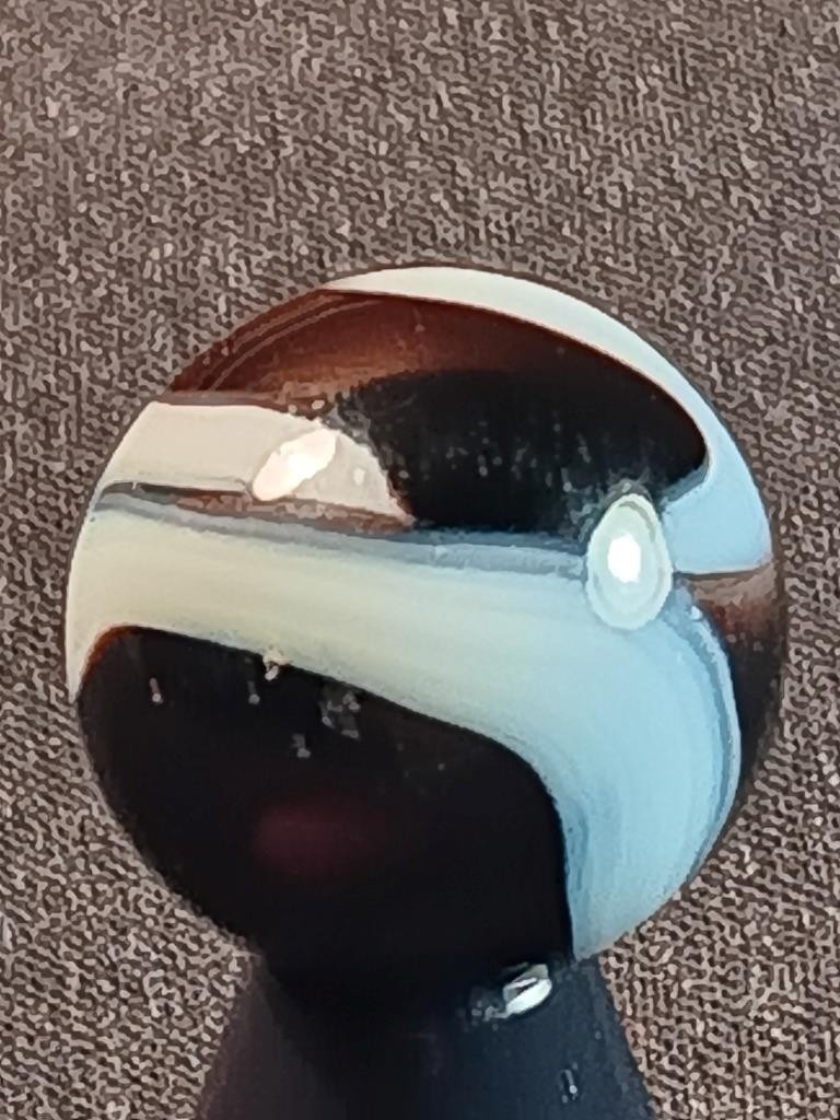 5/8″ Akro Agate CAC Dark Chocolate Swirl Slag Wispy White NM Serious Marble A724