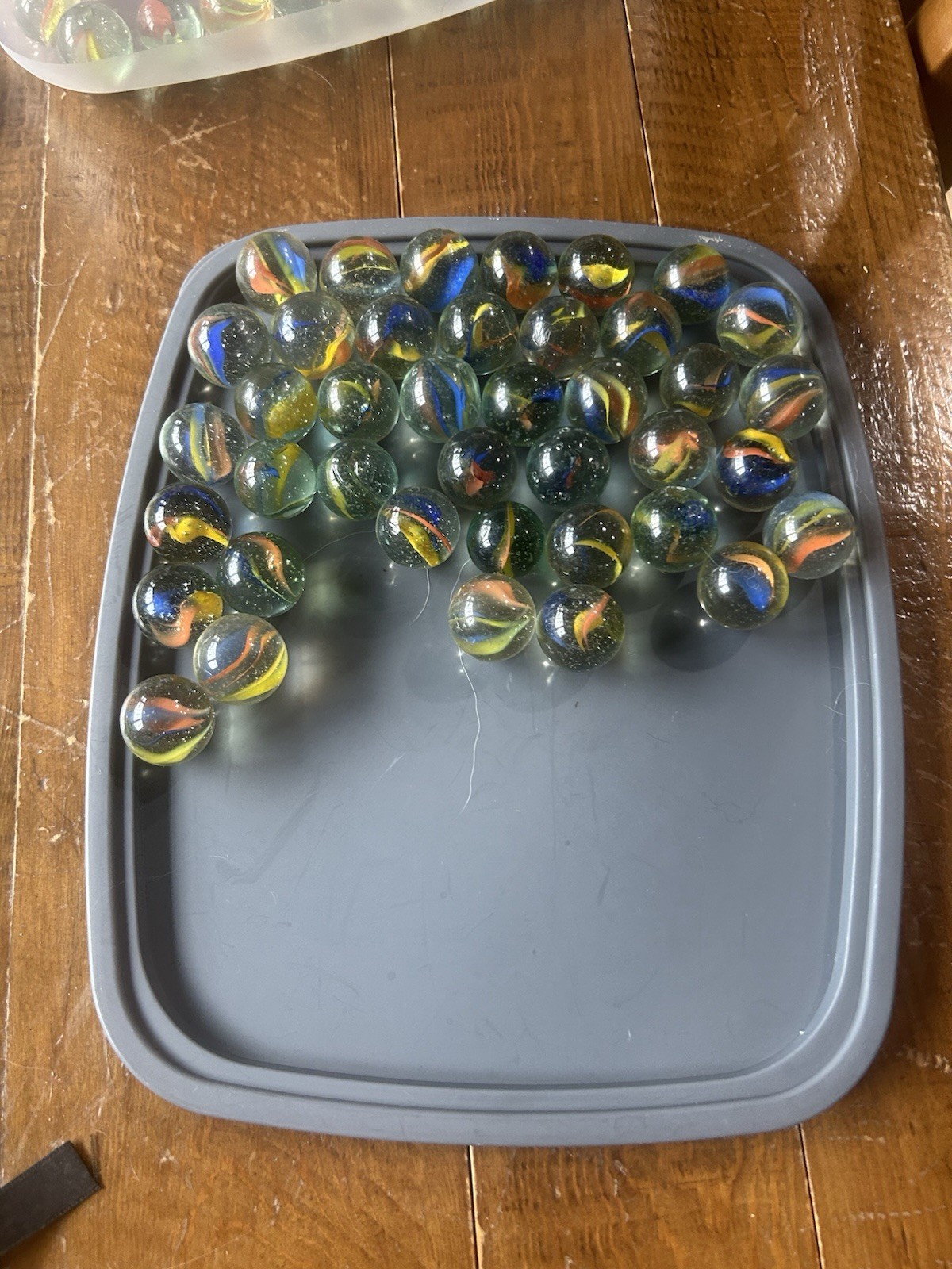 41 Orange,yellow,and Blue Marbles From The 70s Or 80s Era Vintage