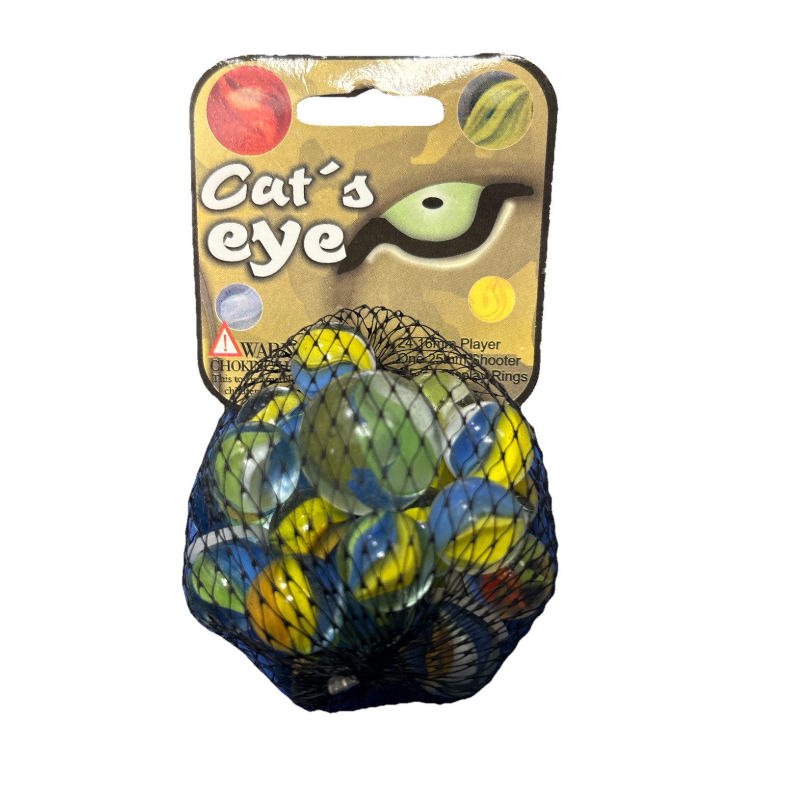 Cat’s Eye Mega Marbles Net Bag 24 Players 1 Shooter Retired Set