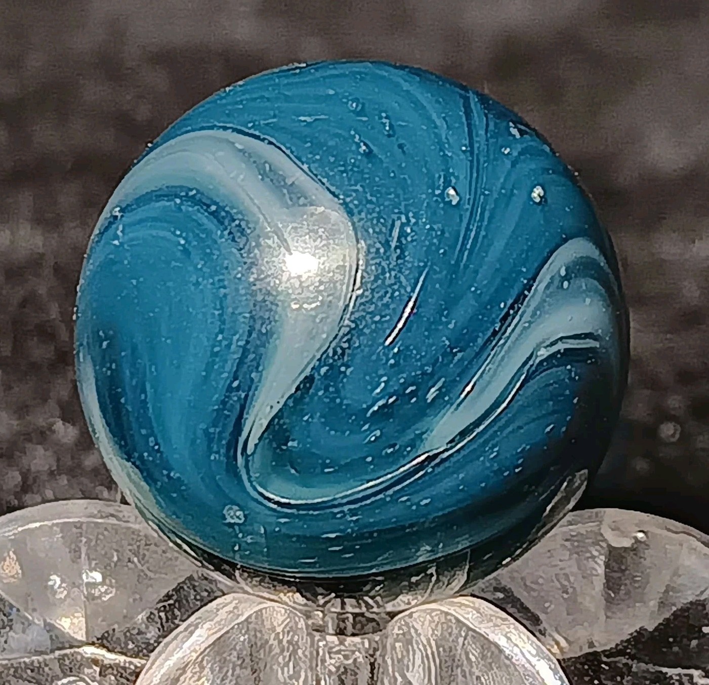 Stunning Peltier Glass NLR “Blue Panda” Marble. .58″ Incredible Pattern.