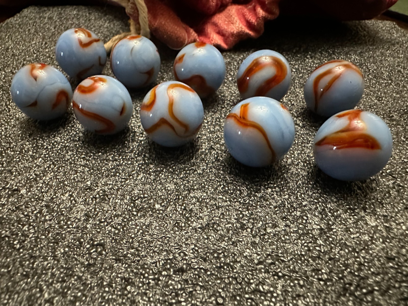 Vintage Alley Agate St. Mary’s Ghost WV Swirl UV Reactive 0.61″ Lot of 10