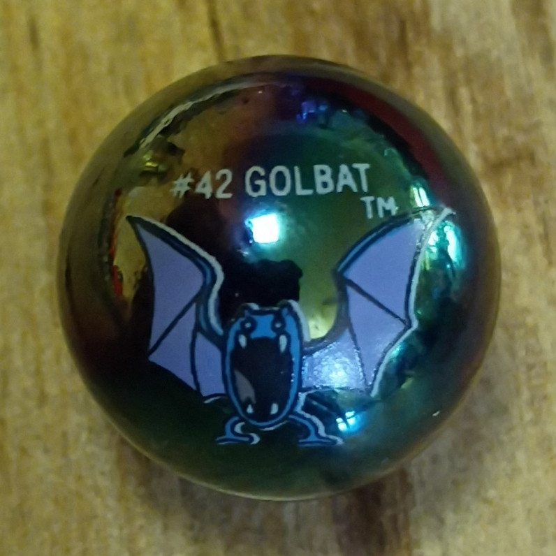Nintendo Machine Made Glass Marble w/ #42 GOLBAT Pokémon Printed Design (1999)