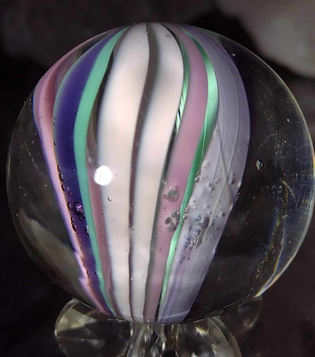 1.29″ CONTEMPORARY ART MARBLES – “LAVENDER PASTELS” -BEAUTY NM+ LOOK
