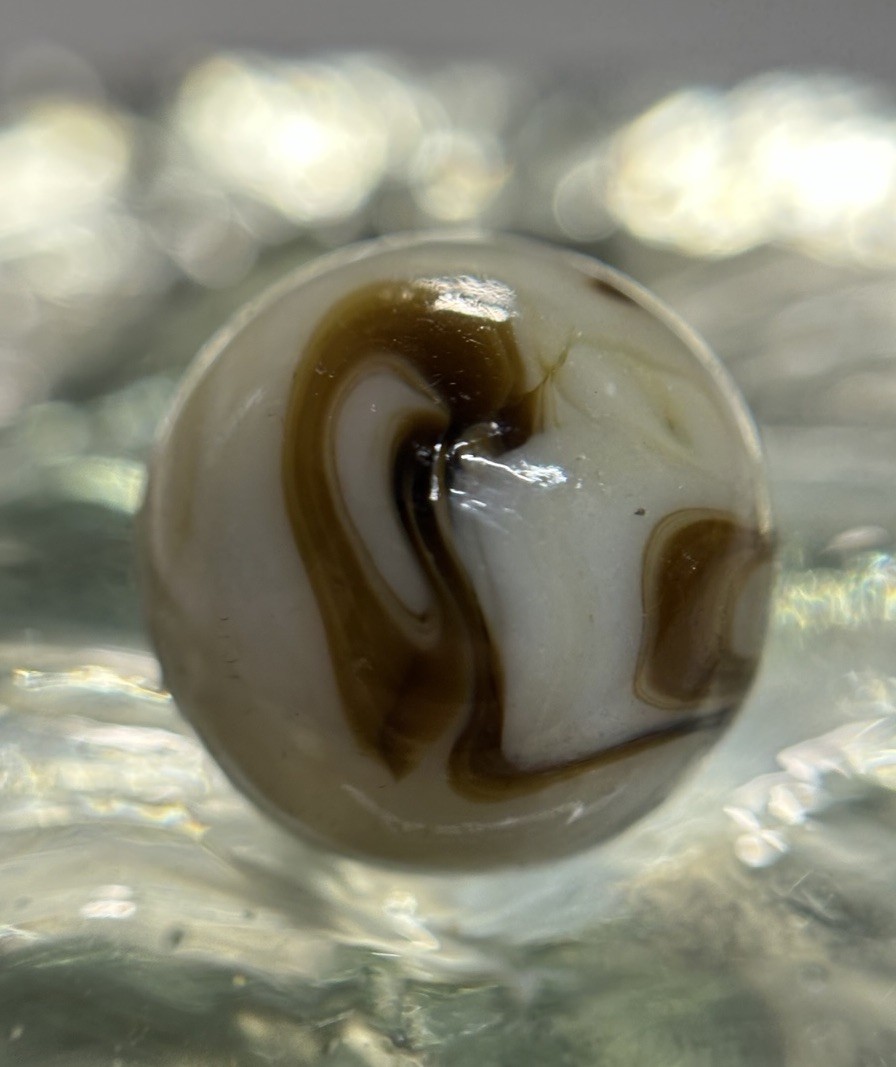 Vintage Alley Agate Pennsboro WV Swirl Marble .66” Mint Tan & Brown HTF Beauty