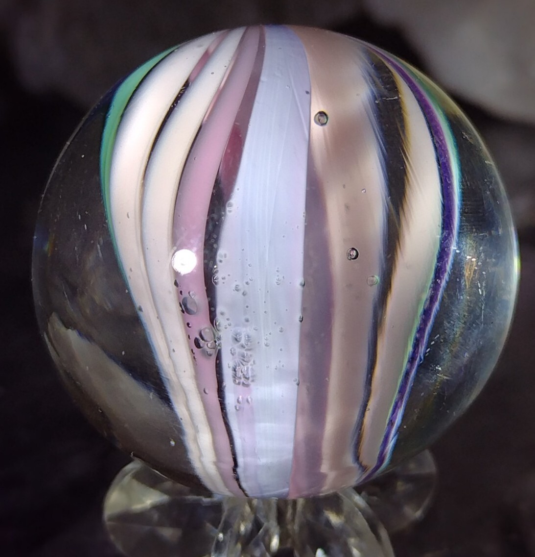 1.29″ CONTEMPORARY ART MARBLES – “LAVENDER PASTELS” -BEAUTY NM+ LOOK