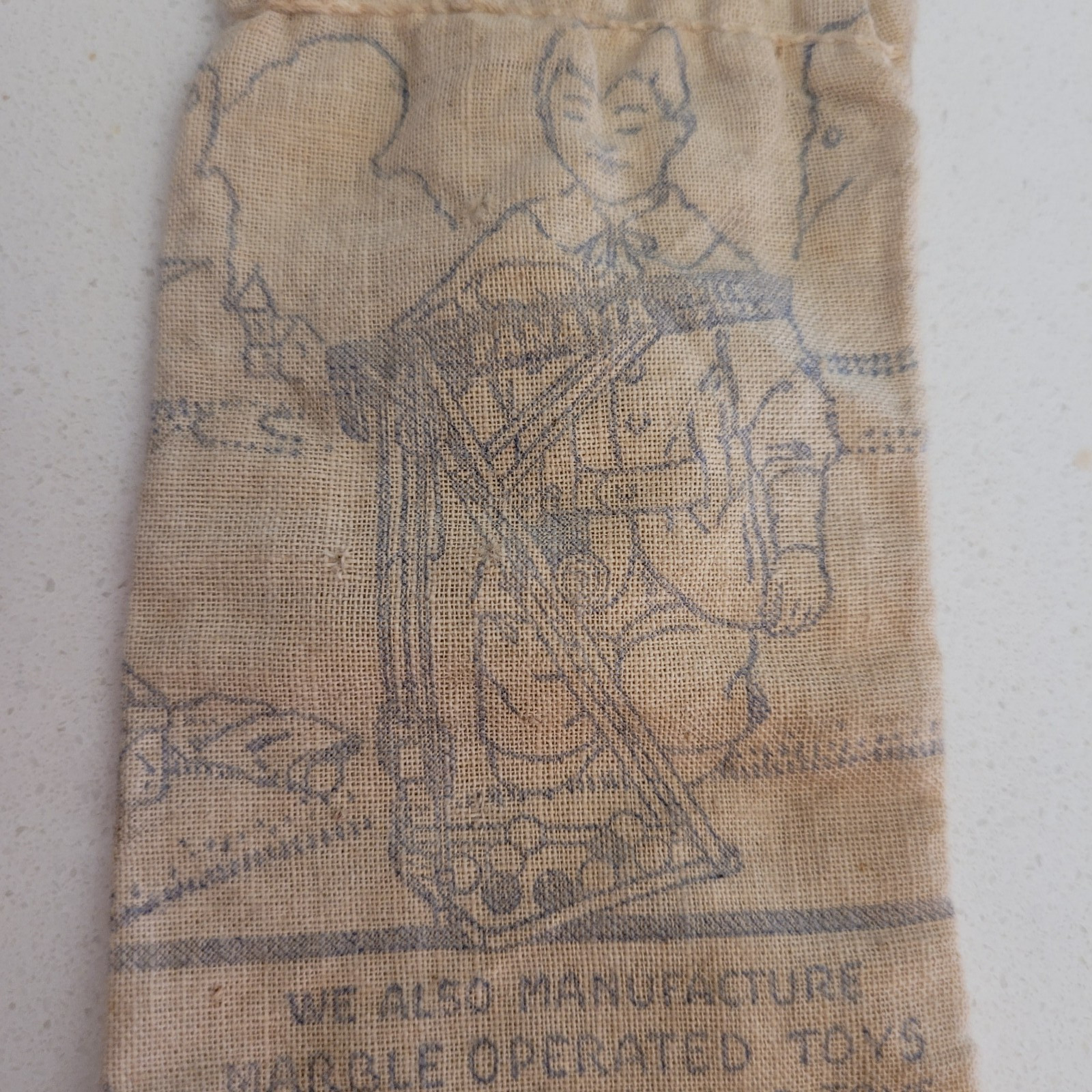 Original 1″ Steelies Marble Bag Sandy Andy Toys Panama Pile Driver Toy 1907-1930
