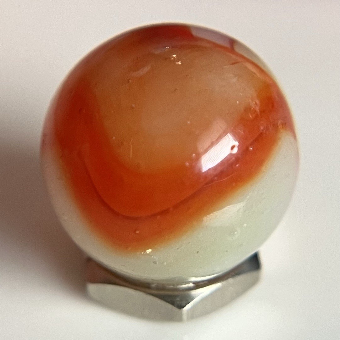 💥 HTF Vintage Marbles Peltier Akro Kokomo Opal Ribbon and Patch Marble .61”