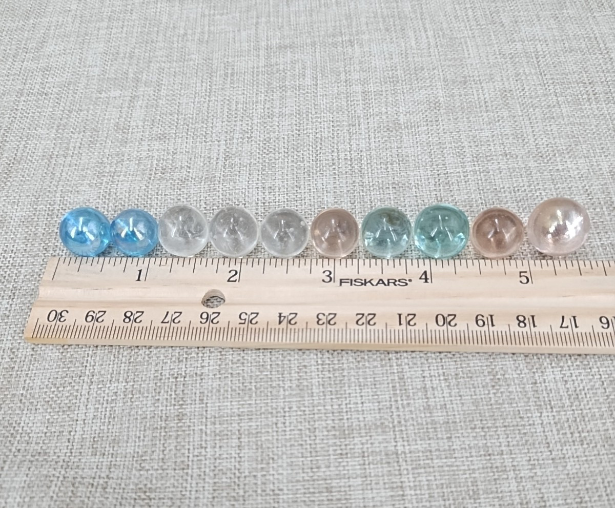 Lot of 10 UV Glow glass marbles Clear Light Blue Pink Peewees Uranium Cadmium