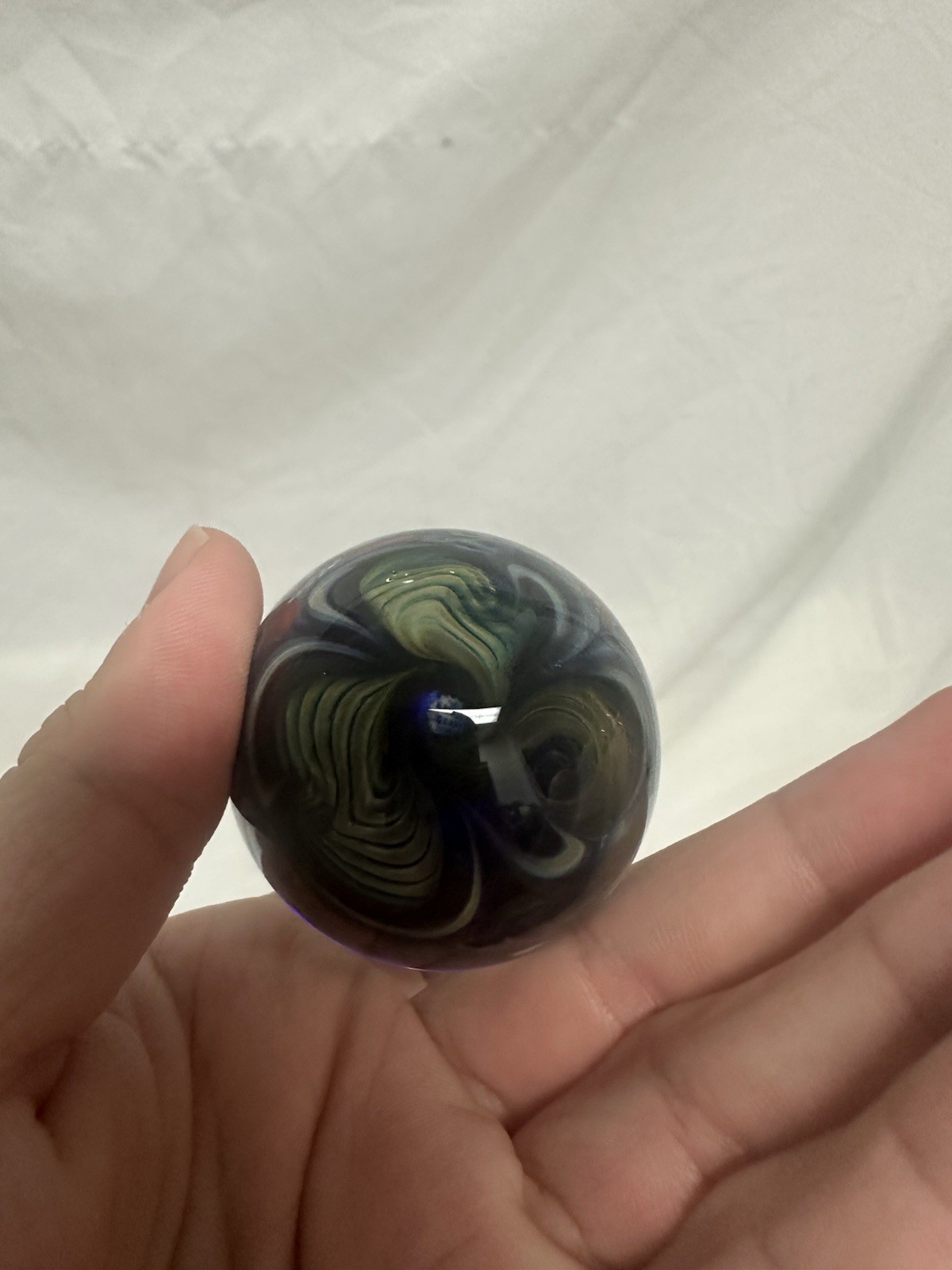 ⁠Kevin O’Grady Art Glass Vortex Marble Paperweight Dichroic Galaxy Signed⁠ 1.75”