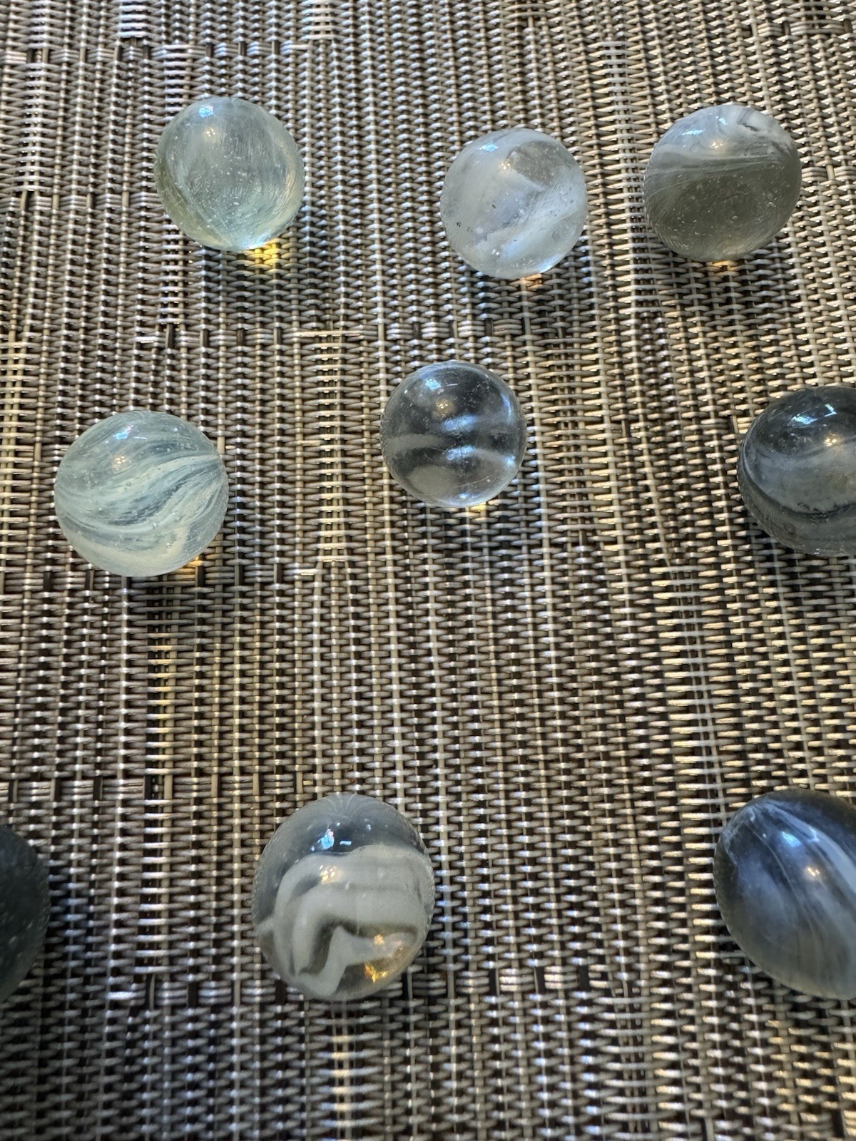 Original Antique Vintage Old Marbles Clear With White Lot Of 11 14.4 MM