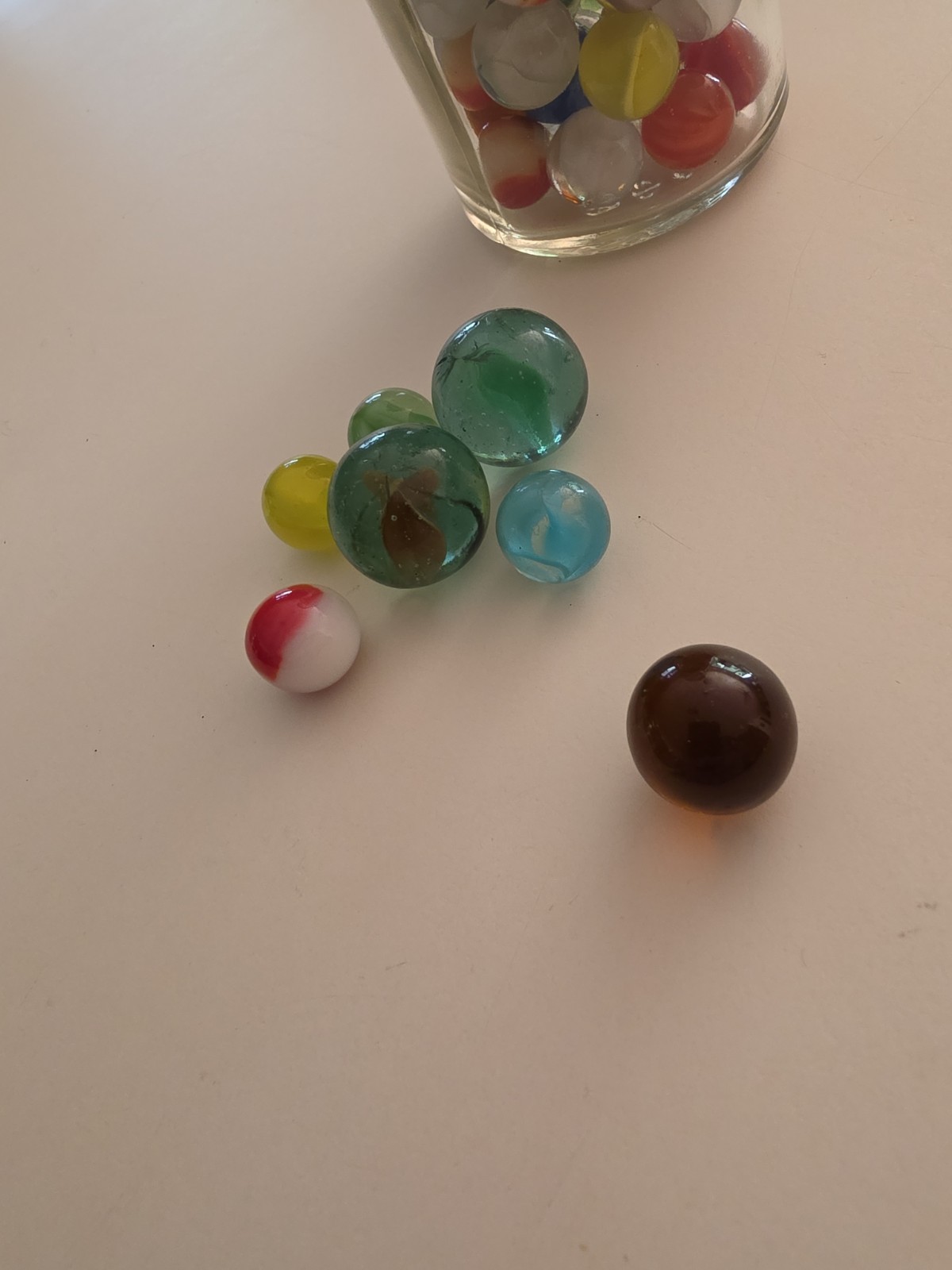 Vintage 5″ Glass Jar Filled With Marbles – Estate Find