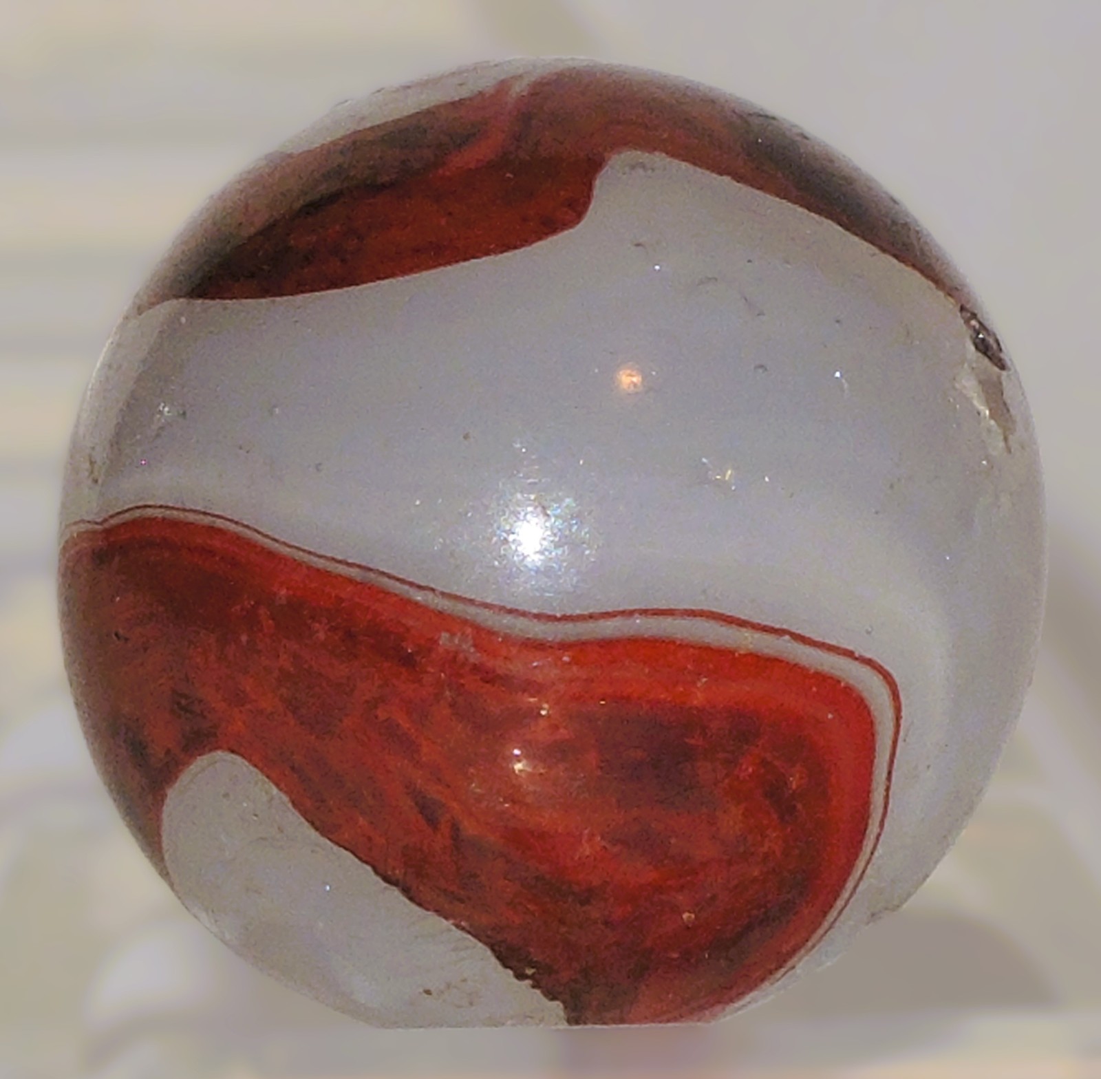 Marble AKRO AGATE Oxblood FlameSwirls Lemonade Milky Base Corkscrew 3/4″ WILD UV