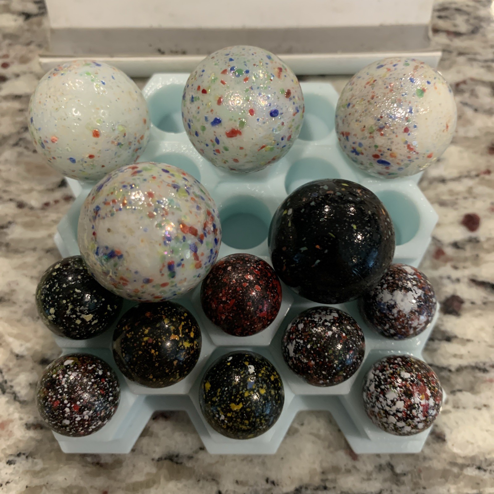 Vacor Mega Marble Galaxy Spattered Speckled Marbles Shooters+8 Multi Color Lot