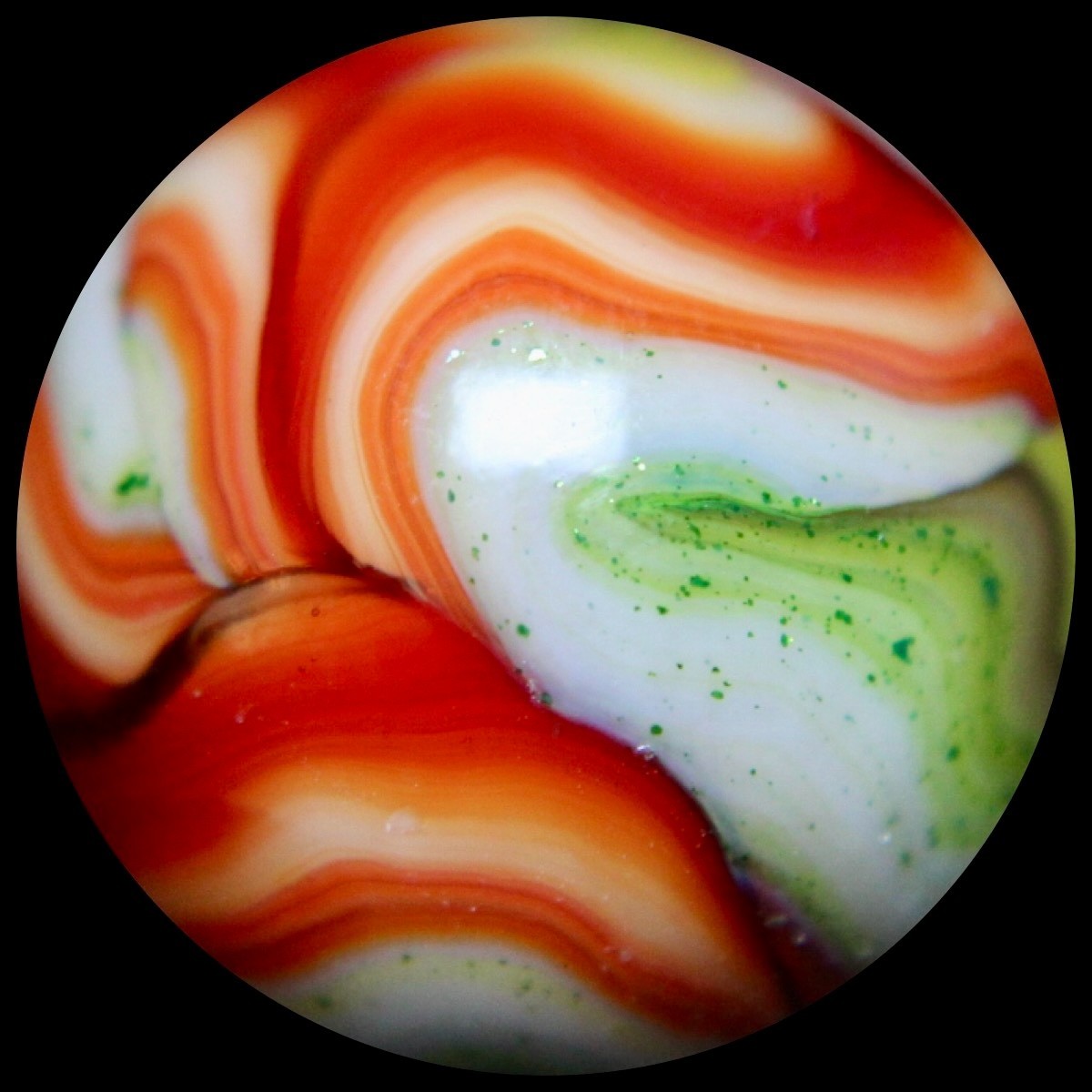 JABO Indian Summer Marble: BIG Ruby Red Oxblood w/Aventurine 0.788″