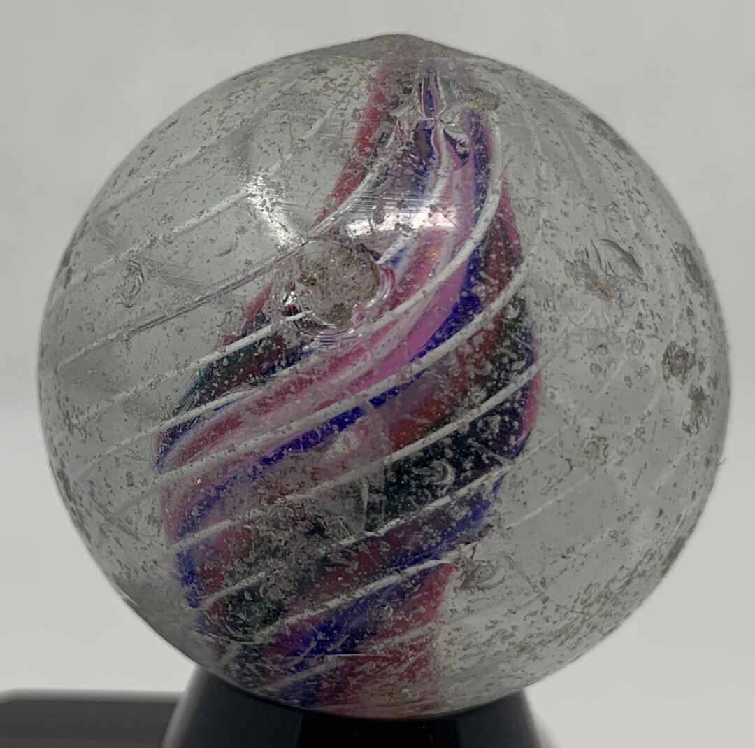 Antique Swirl Marble Solid Core 1 5/8″ Wide Hand Blown Multi-Color A