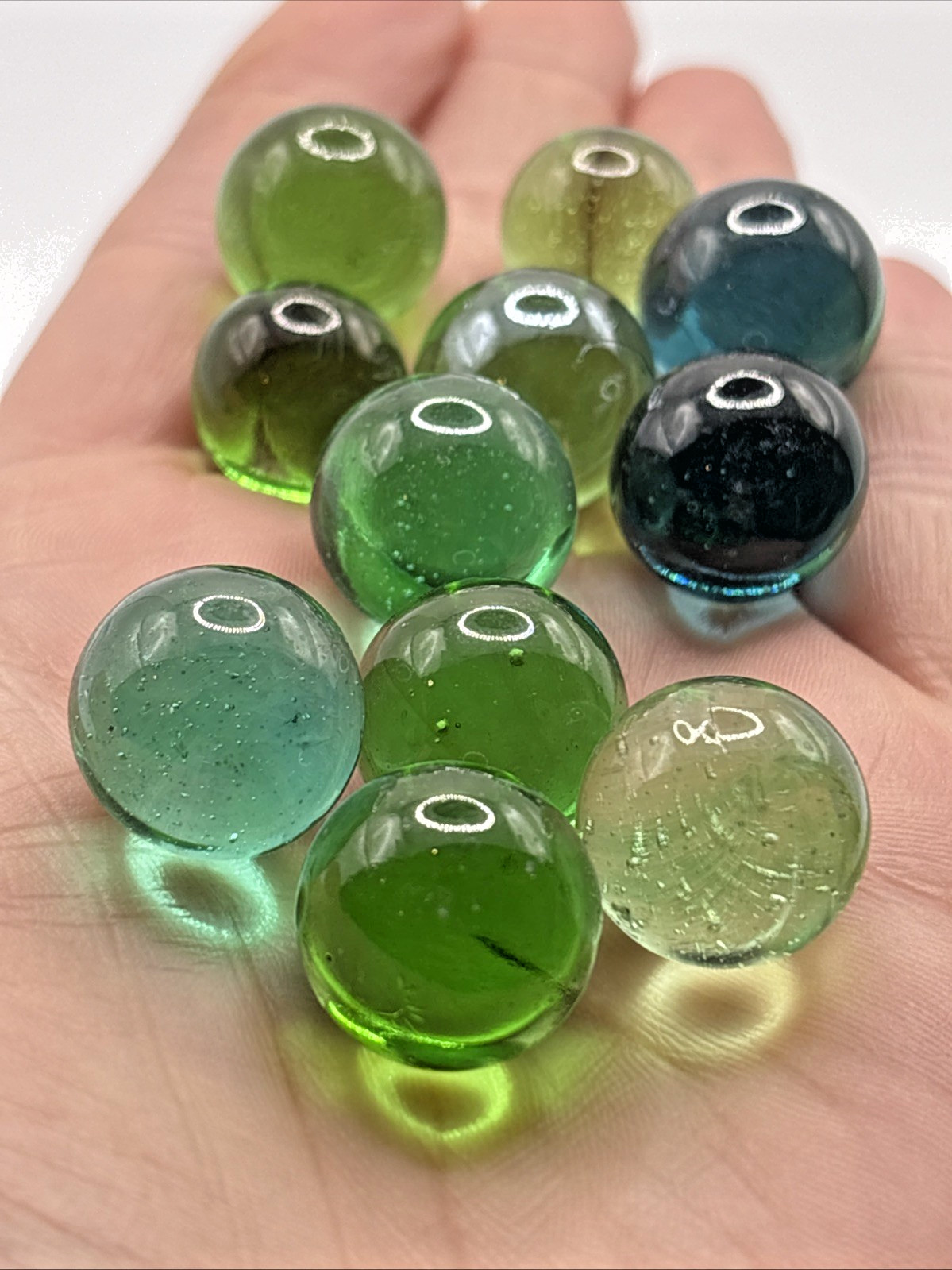 11 Marble Green Blue Marbles Clear Glass Marbles DIY Toy Game