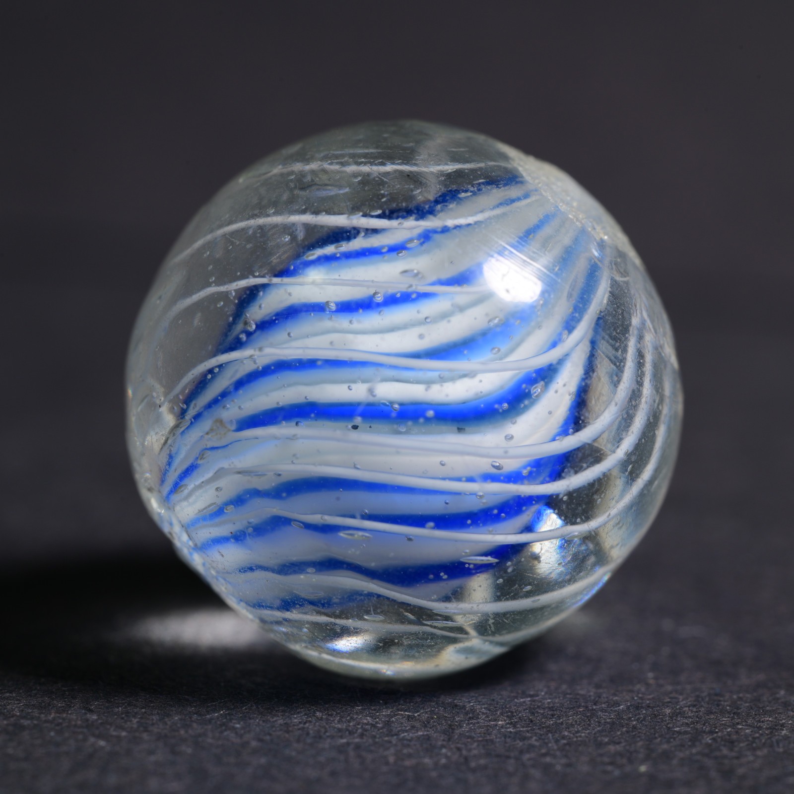 Candy Cane Solid Core German Handmade Antique Marble Caged Cobalt 17.9mm 11/16”
