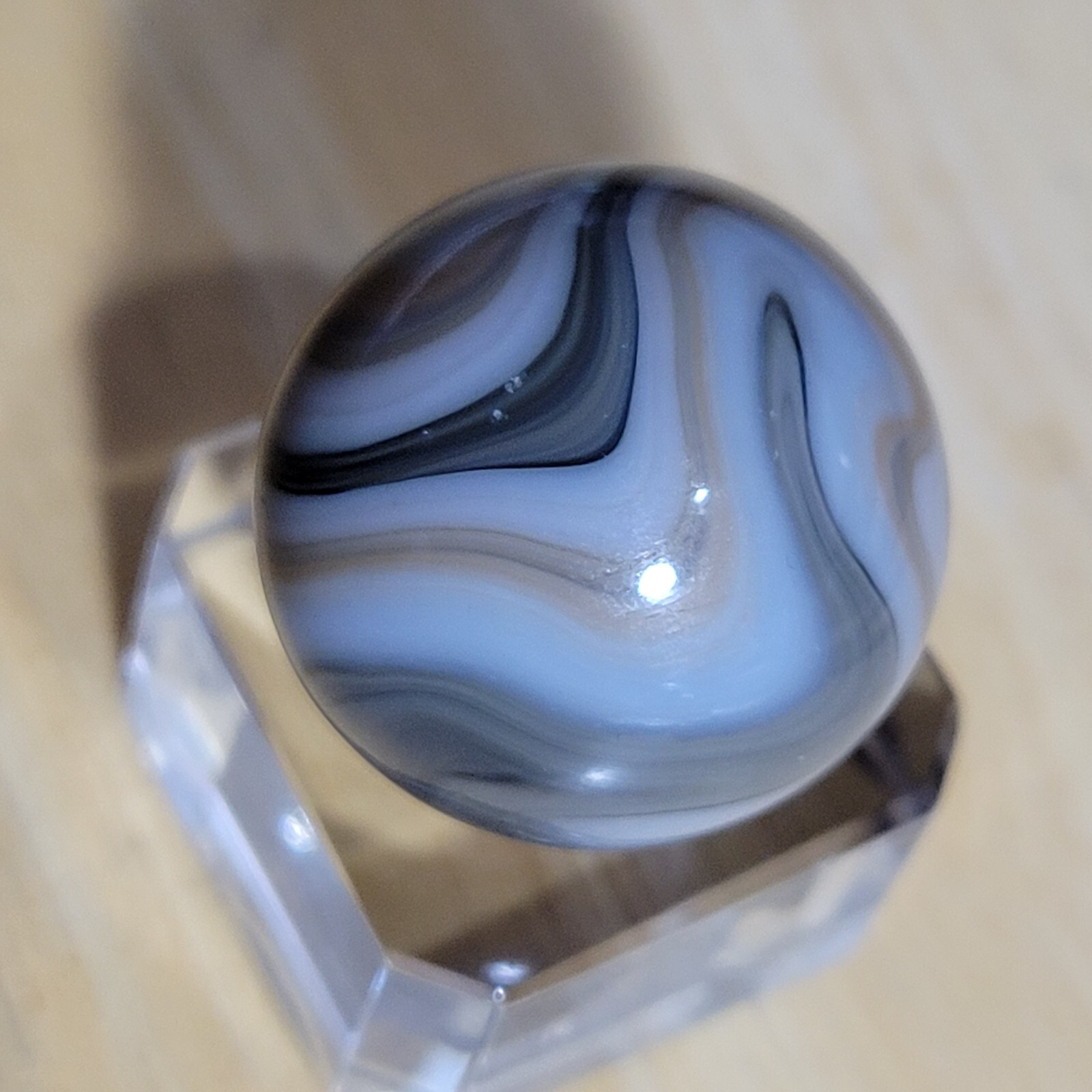 POLISHED MINT ! VHTF VINTAGE ALLEY AGATE / WV SWIRL BOULDER SIZED .917″ 2B/09
