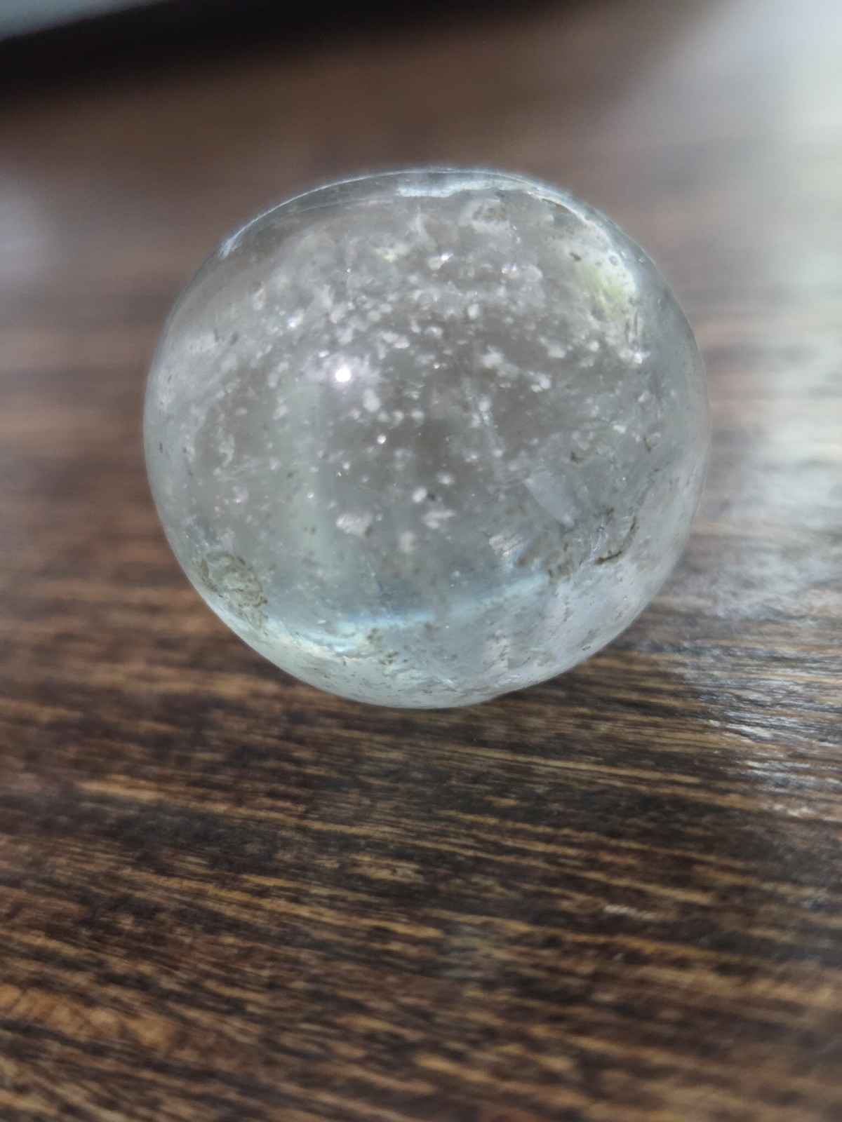 .91″ Vintage German Handmade Mica Marble Clear
