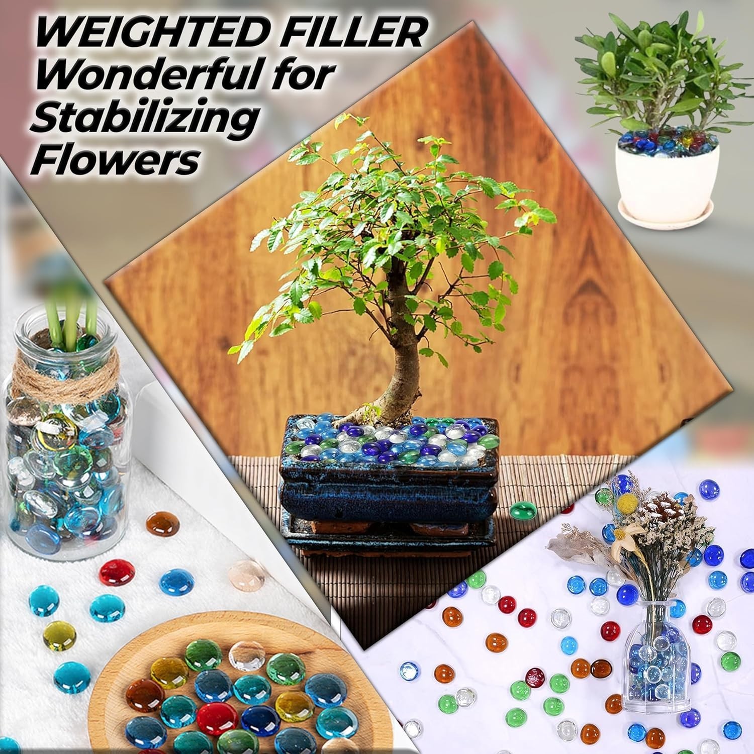 Sparkling Glass Beads 2LB Bag – Vase Filler & Mancala Stones