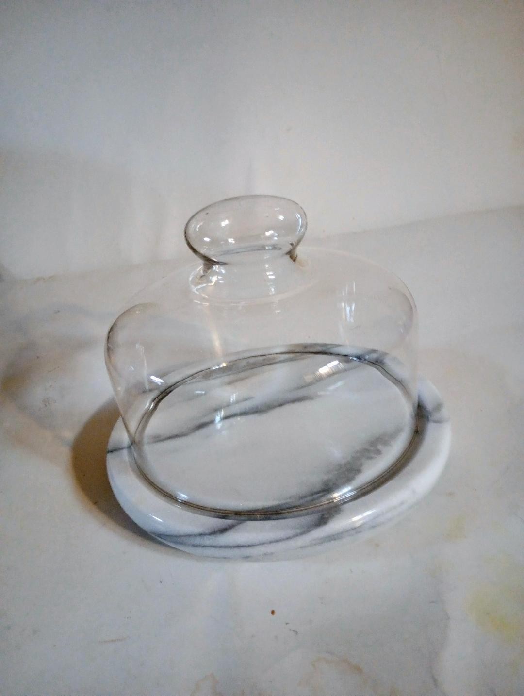 Vintage Marble Cheeseboard and Glass Dome