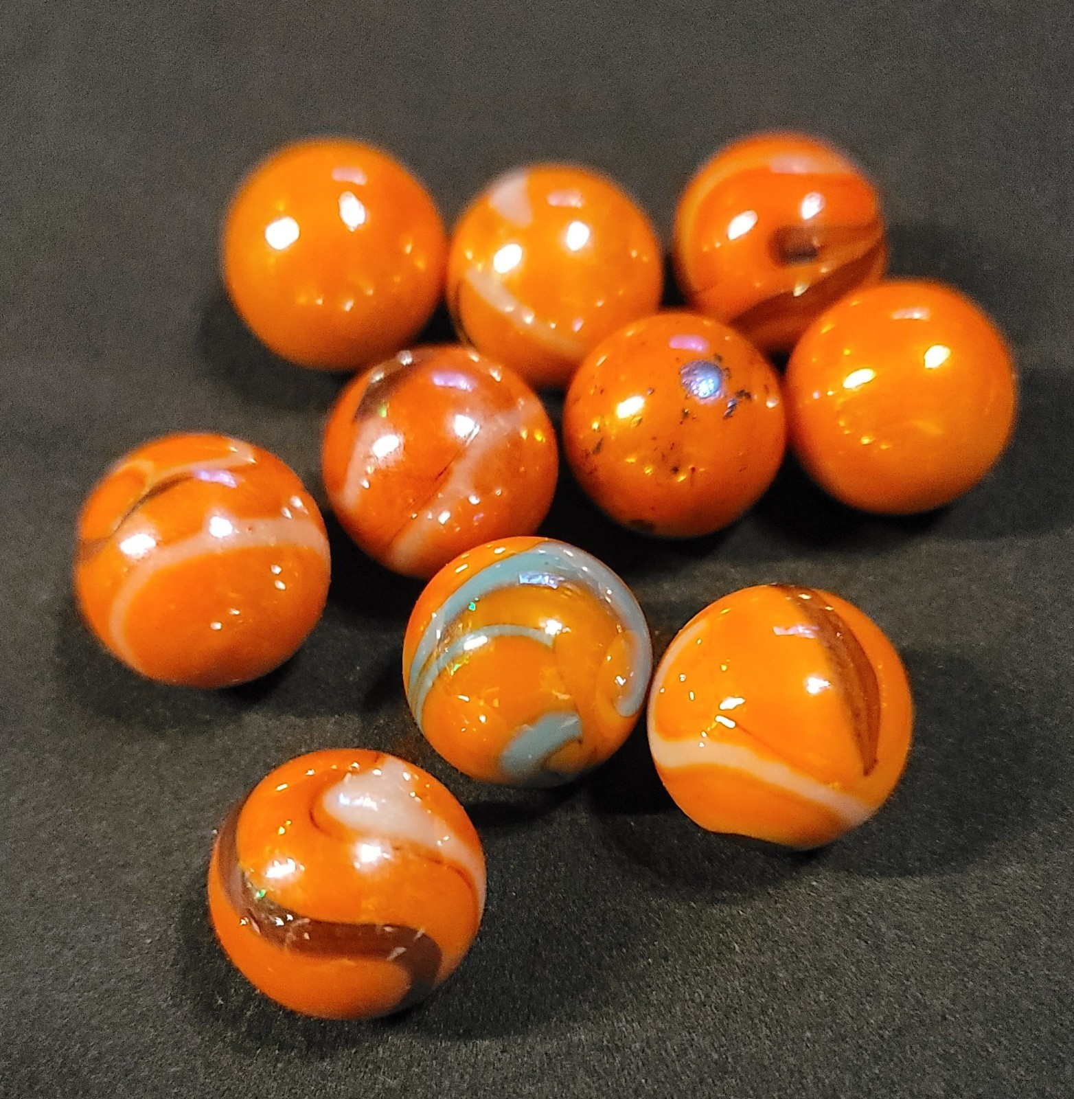 10 Beautiful Stunning Vacor Monarch Butterfly Orange W Black&White Swirl Marbles