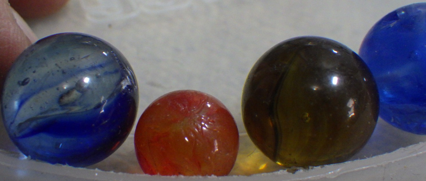 15 vintage marbles lot barely color swirls 1 tiny orange blue green purple brown