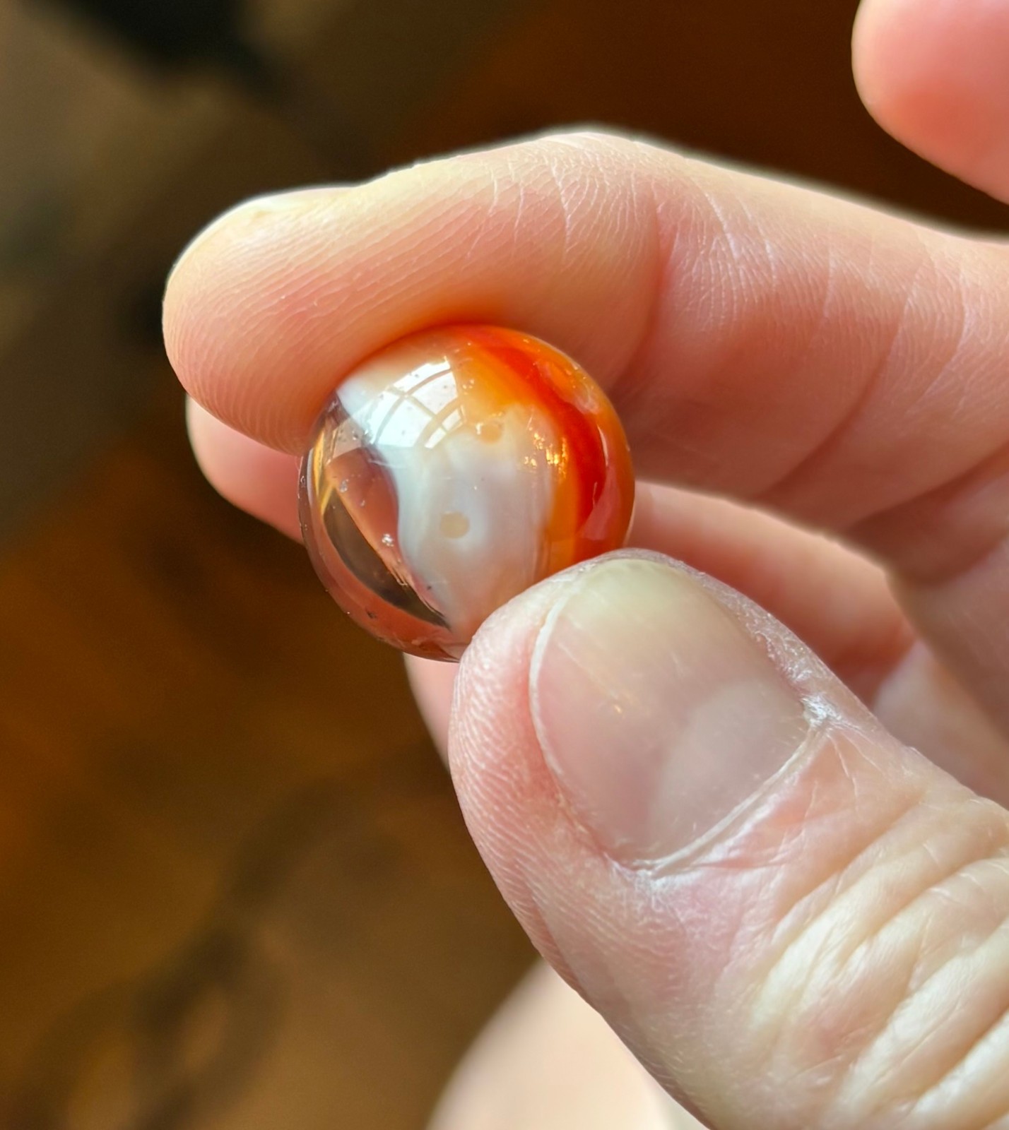 VTG Glass Marble Maybe Master Tiger Eye? Approx. .62″ Very Chipped! #21 As Is