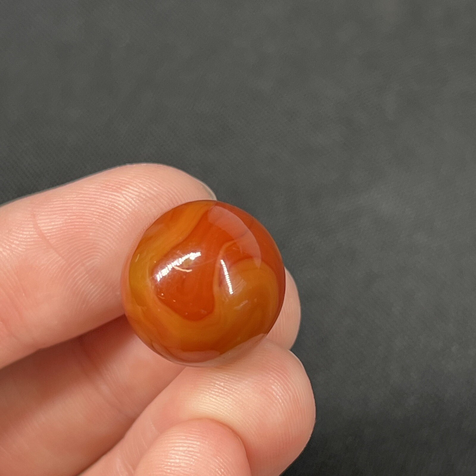 Vintage Agate Christensen Peltier Art Glass Swirl Marble .61” Dark Orange