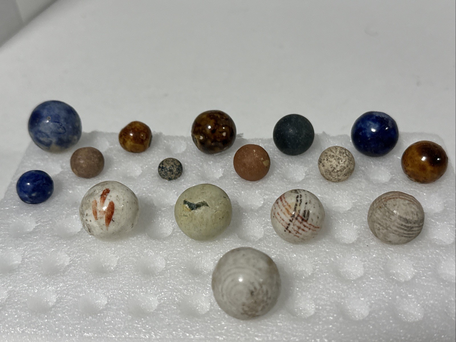422 Mixed Lot Of 16 Hand Painted Clay China/ Bennington Marbles!