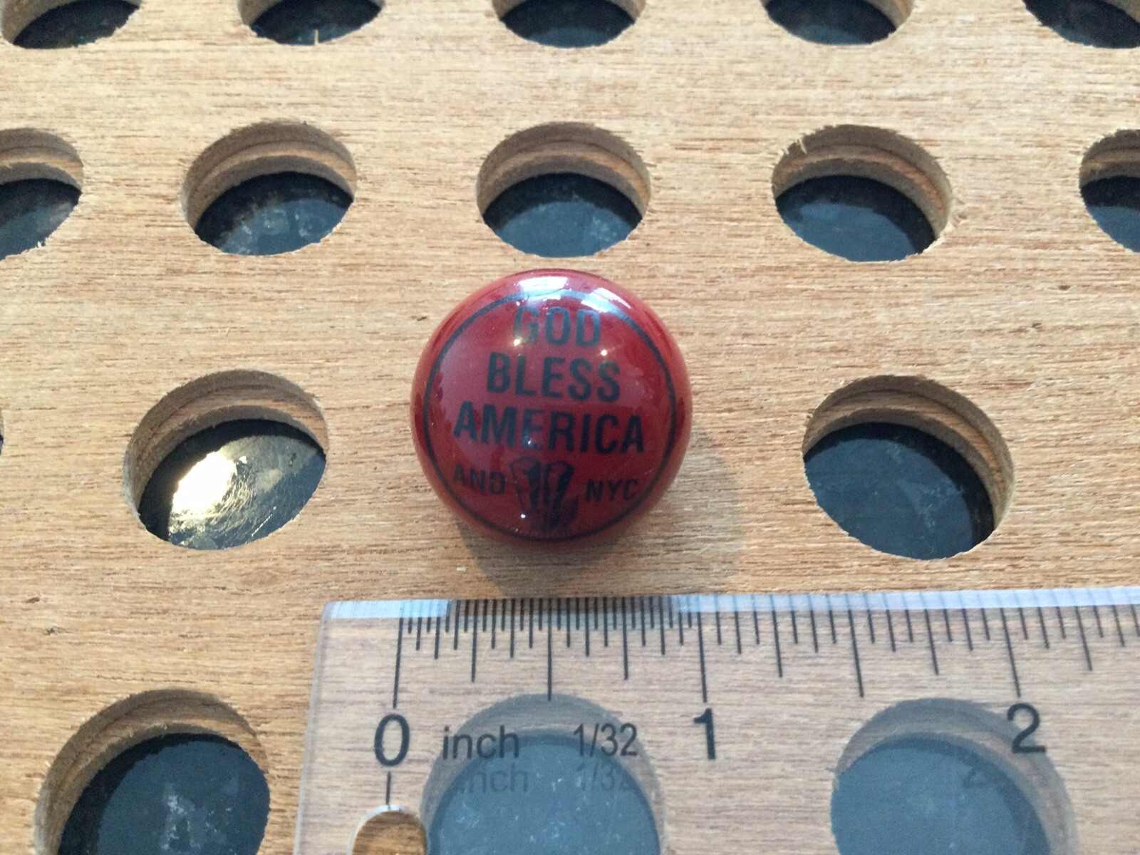 Vintage | “God Bless America And NYC” | Black print on Red Marble