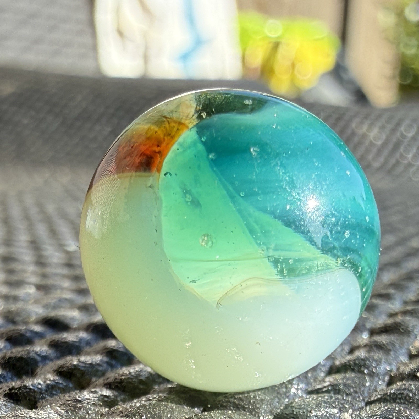 Vitro Aquamarine Tri Lite Vintage Marble .61” Nm+ Gorgeous Example!!!!!